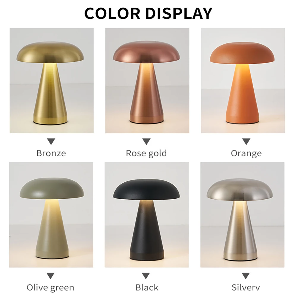 USB charging desk lamp Metal mushroom desk lamp charging Living Room Restaurant bar casual learning atmosphere light Touch night