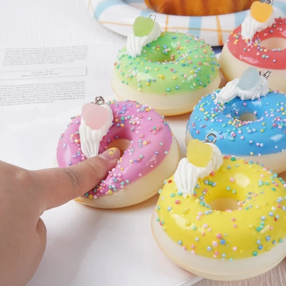 Portable Simulated Food Donut Bread Squeeze Keychain Super Soft Kneading Slow Rebound Keyring Quick Rebound Mini Fidget For