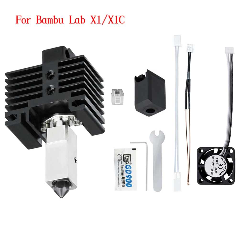 Upgrade V2 Hotend-Kit für Bambu Lab P1P X1 P1S X1C: Hotend-Thermistor, Bimetall-Hals, Bambulab-Düse aus gehärtetem Stahl, Druckkopf