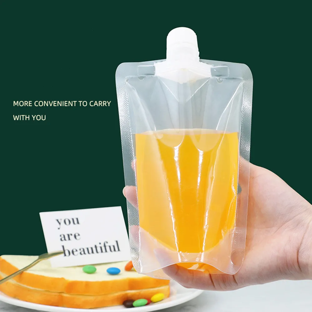 Liquid Packaging Bags 20pcs Transparent Stand Up Pouches with Nozzle - Soy Milk / Yogurt /  Juice Beverages Pack-bag with Spout