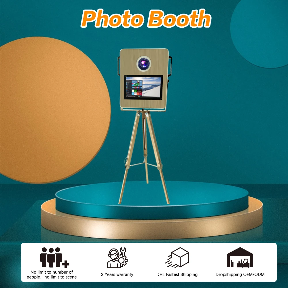 ขายร้อน Dslr ipad Selfie Photo Booth Shell ไม้ Photobooth Photo Booth Kiosk ดิจิตอล Vintage Photo Booth พร้อมเครื่องพิมพ์