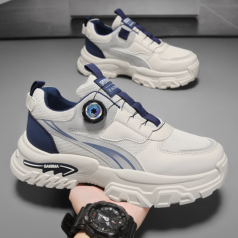 

2026 Spring Summer Outdoor Running Shoes Thick Bottom Rotary Buckle Breathable Mesh Sneakers Large Size Dad Shoes Casual Sports