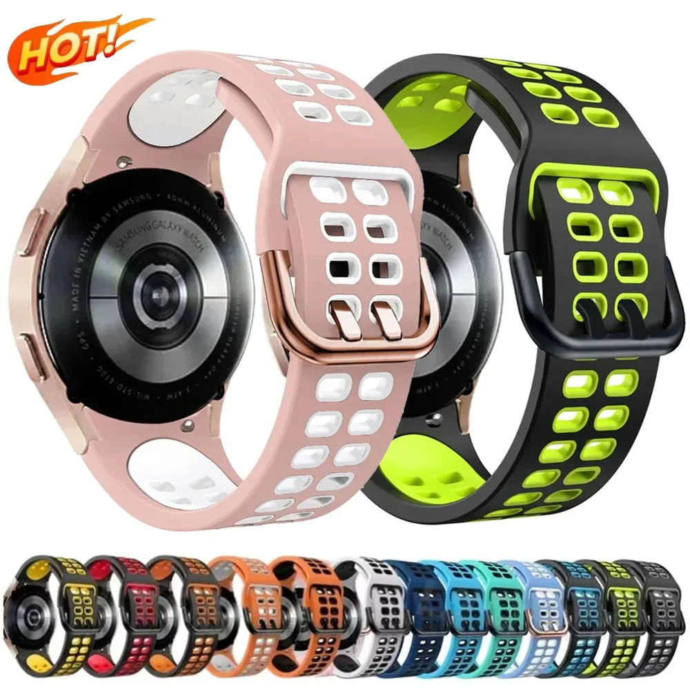 Silicone Strap For Samsung Galaxy Watch 7/6/5 44/40mm 5 Pro 45mm Two-Colors No Gap bracelet Wristband Watch 6 4 Classic 47/43mm