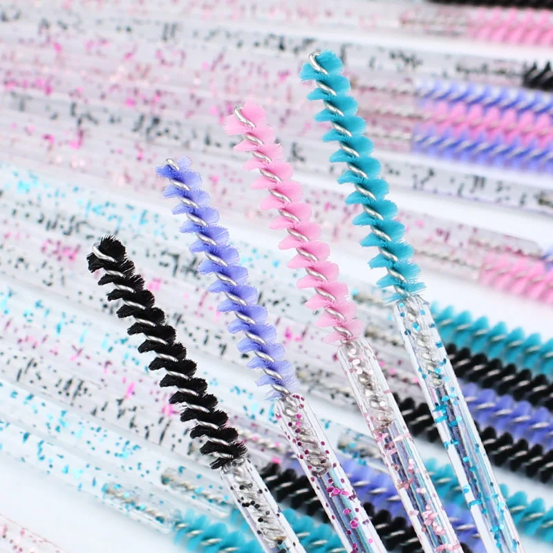 50pcs Disposable Eyelash Brush Mini Crystal Mascara Wands Bendable Eyebrow Applicator Lash Extension Supplies Accesories Makeup