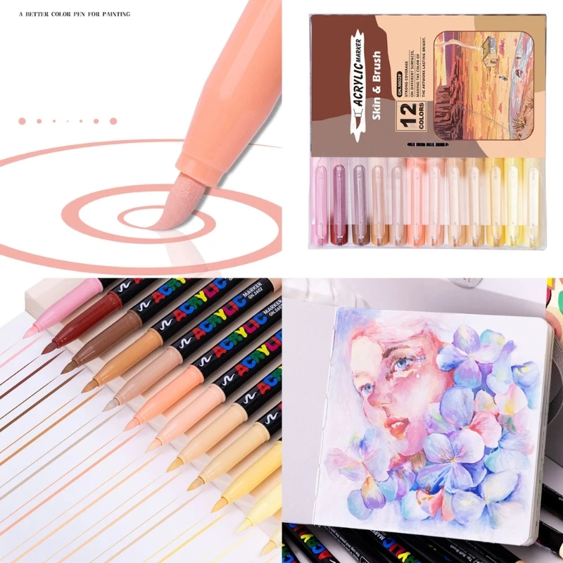 12 Farben wasserfester Farbstift, Graffiti-Marker, Acryl-Farbmarker für Erwachsene