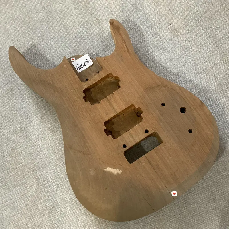 Solid Redwood Electric Guitar Body  HH Pickups Two Points Fixed Tremolo DIY Guitar Parts Surface Dirty And Crack GB693