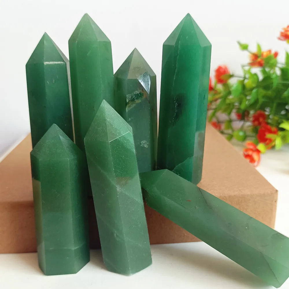 Natural Green Aventurine Obelisk Quartz Crystal Wand Point Reiki Heal Gifts