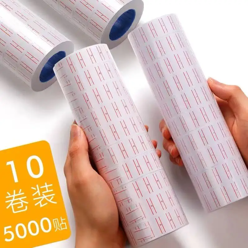 Label Coding Paper Roll Supermarket Commodity Price Label Coding Machine Price Paper Ink Wheel White Red Sticker Color Paper