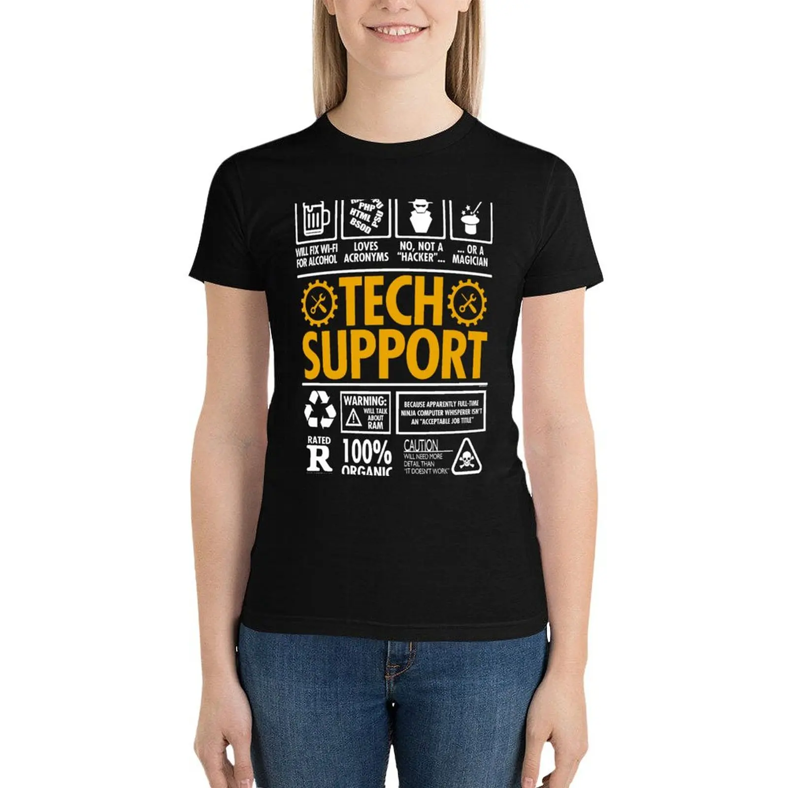 Tech Support Funny IT Helpdesk T-Shirt kawaii clothes funny lady clothes white t-shirt dress for Women sexy