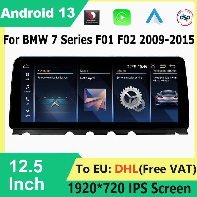 Car Radio Android 13 GPS Navigation For BMW 7 Series F01 F02 2009-2015 CIC NBT System Auto IPS Screen Stereo DVD Player Video 4G