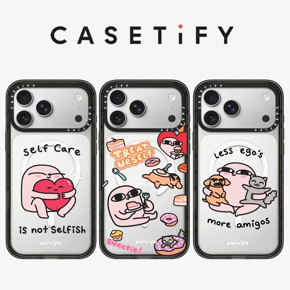 Funda Magnética Anti-caídas CASETiFY Serie Ketnipz, Diseño Little Pink Monster, para iPhone 13, 14, 16, 17 Pro Max, Air 15 Plus