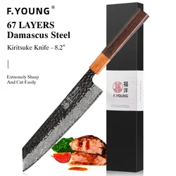 F.YOUNG-Handmade japonês Kiritsuke Chef Faca, Aço Damasco, Carne Sharp, Cutelo Vegetal, Facas de Cozinha Profissionais, VG10, 8.2