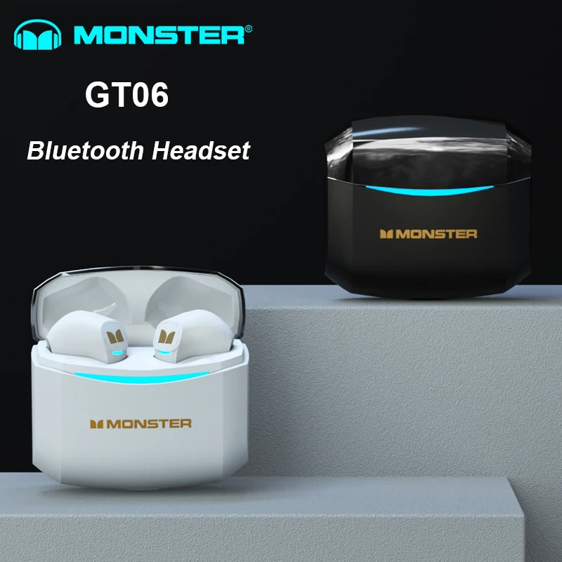 Monster GT06 TWS سماعات بلوتوث لاسلكية 450 مللي أمبير في الساعة سماعات أذن للألعاب طويلة العمر للحد من الضوضاء سماعات رأس رياضية خارجية مع ميكروفون