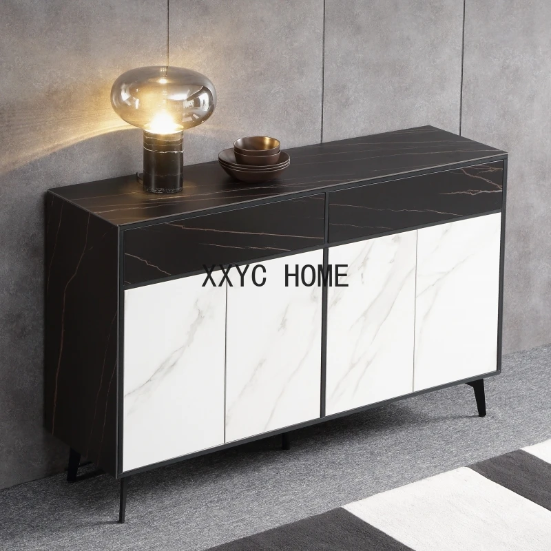 

Italian Light Luxury Style Home Stone Board Sideboard Solid Wood Modern Minimalist Living Room Cabinet Porch Aparador Sideboard