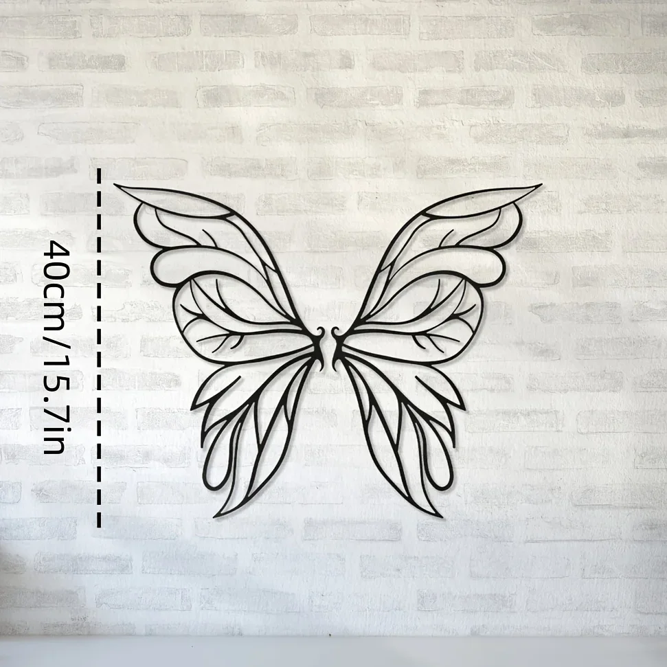 CIFBUY 2pcs Metal Butterfly Wings Wall Decor Black Gold Angel Wings Art Hanging for Home Living Room Bedroom Wedding