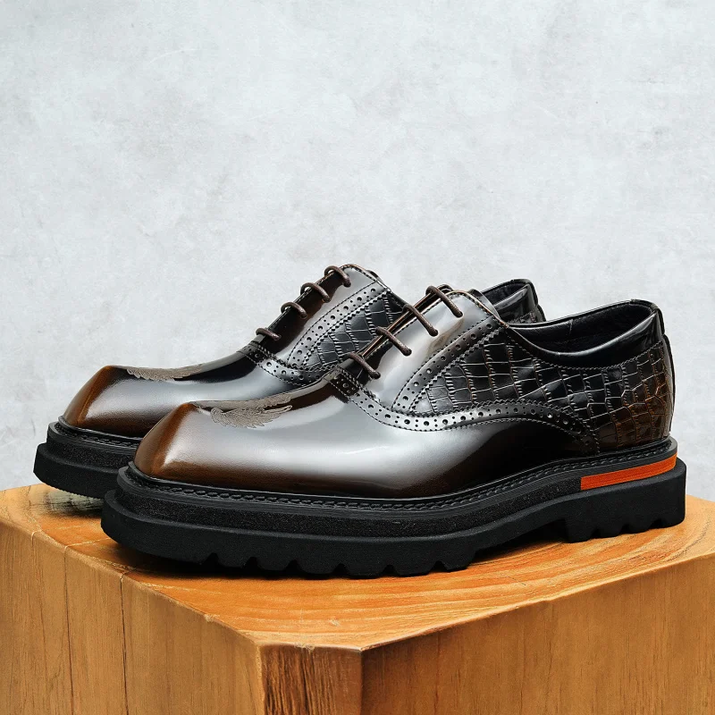 

Мужские винтажные туфли на платформе из натуральной кожи, высококачественная классическая роскошная обувь для торжественных случаев, элегантная джентльменская черная обувь на шнуровке