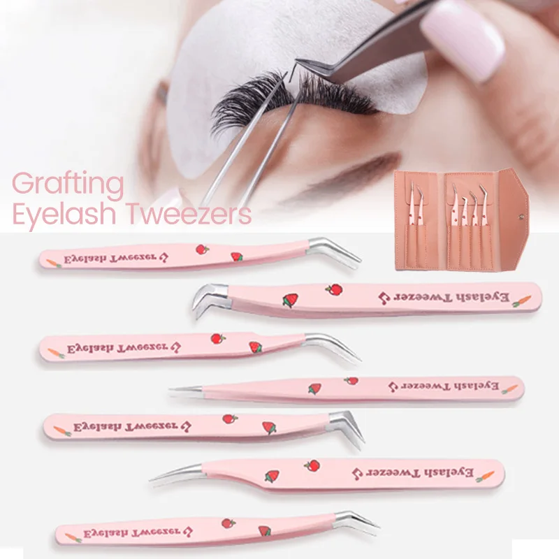 مجموعة ملاقط رموش اصطناعية ، وصلات رموش مزيفة ، حجم حذاء مشبك ، رسم دقيق لطلاء الأظافر والحاجب ، ملقط ، أدوات مكياج ، 6 *