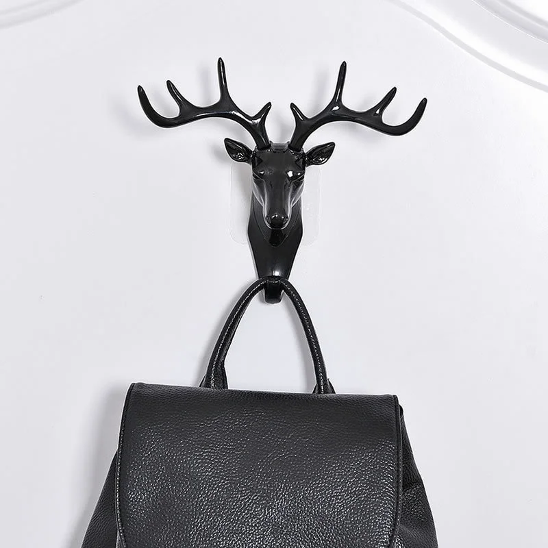 Gancho de Parede Vintage com Cabeça de Veado para Pendurar Roupas, Chapéus, Cachecóis e Chaves - Suporte Decorativo de Parede com Chifres de Veado