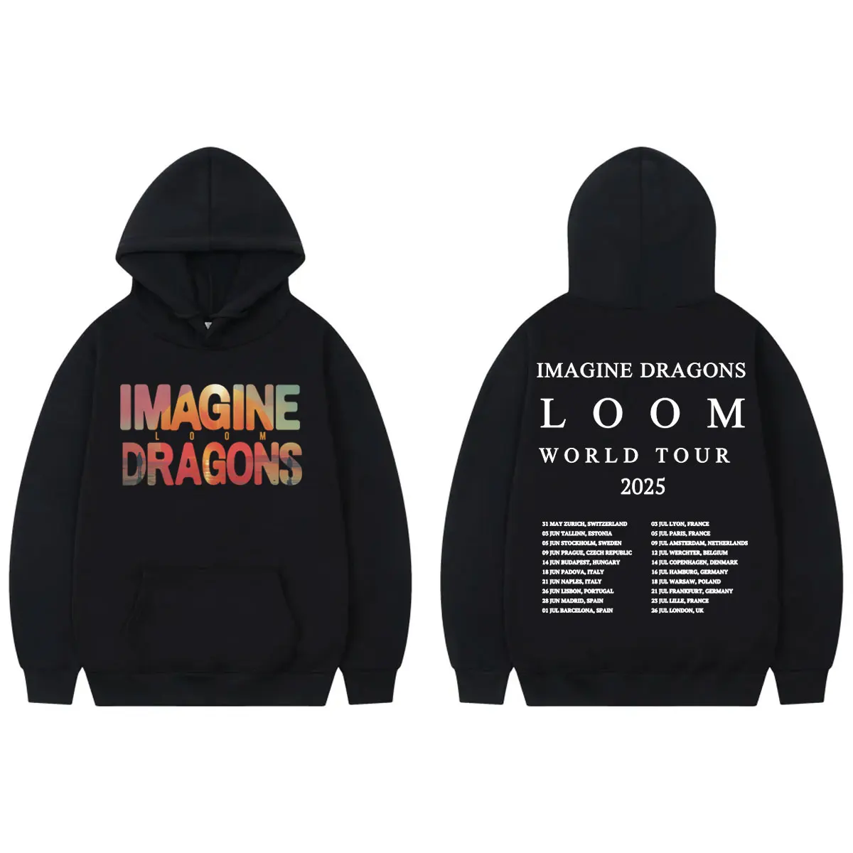 

Rock Band Imagine Dragons Loom World Tour 2025 Hoodies Vintage Hip Hop Oversized Pullovers Men Women Fashion Casual Sweatshirt