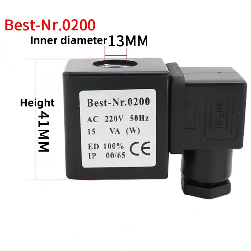 

Solenoid Valve Coil High-Quality Solenoid Valve Copper Coil 12vdc 24vdc Ac24v 36v 110v 220v 380v Inner Diameter 13mm Height 41m