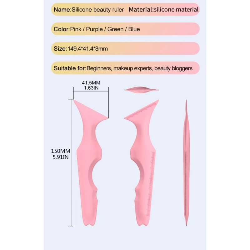 Estêncil delineador silicone, ponta alada, delineador, aplicador creme guia sombra, ferramenta maquiagem