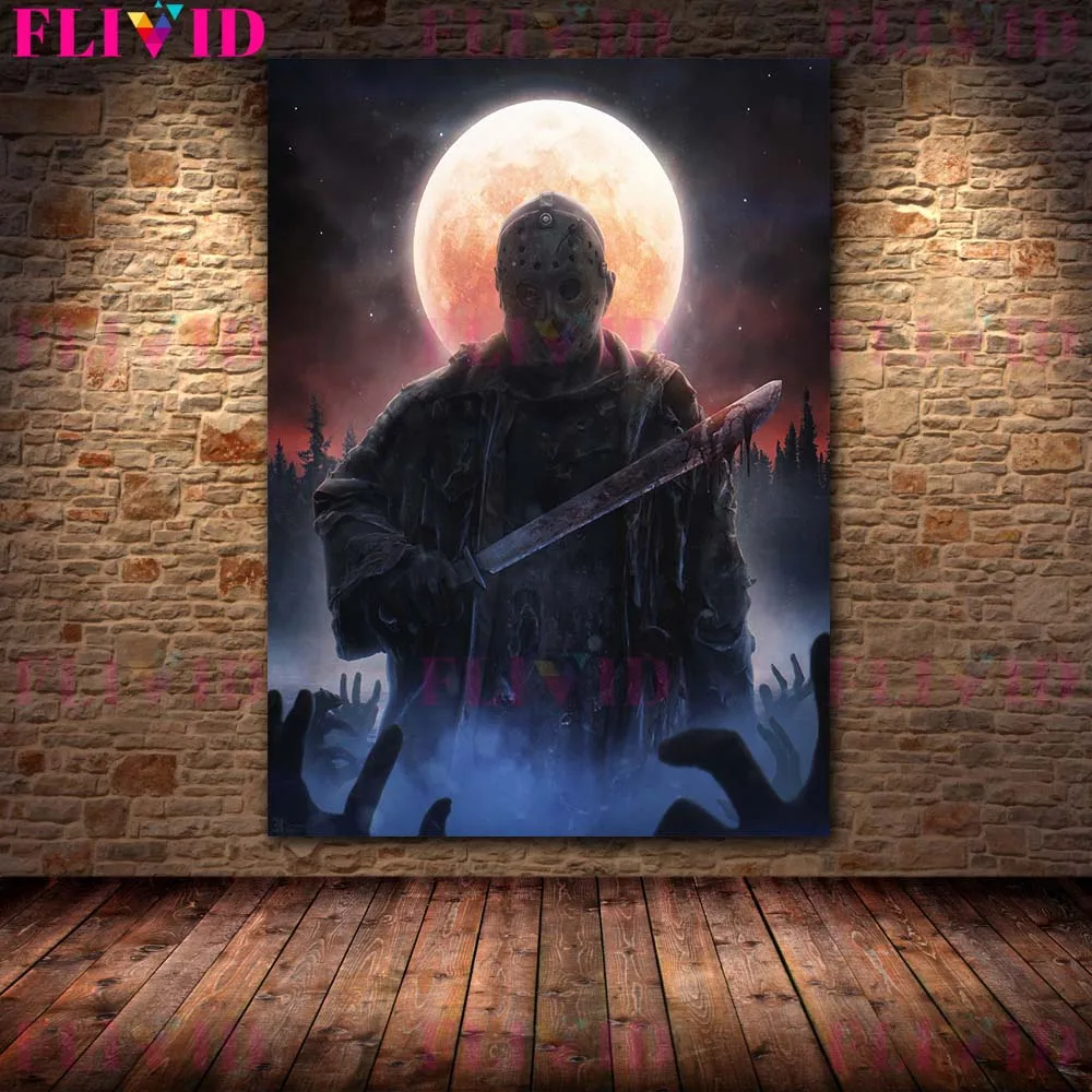 Cursed Demon Butcher Poster Print The Murderous Devil in Horror Movies Vintage Wall Art Canvas Painting Home Decoration Unframed