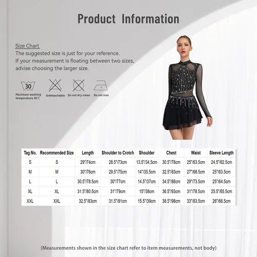 Imagen 2 del producto Vestido de patinaje sobre hielo para mujer, danza lírica, Ballet, gimnasia, leotardo, tutú de manga larga con diamantes de imitación, Ropa de baile puesta en escena