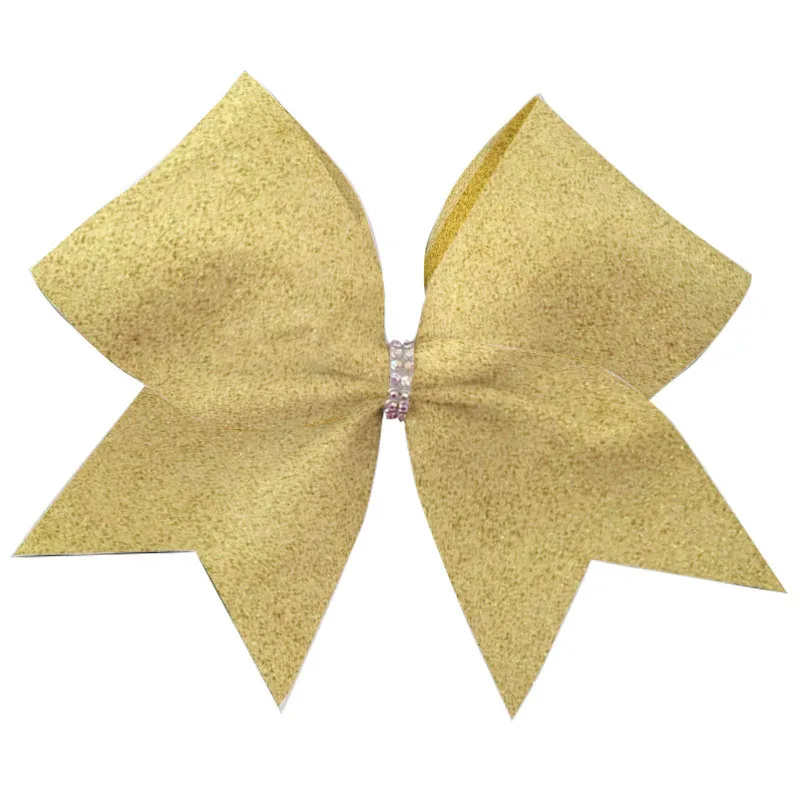 Wholesale 12pcs New Large Glitter 7.5inch Cheer Hair Bows for Cheerleading Teen Girls College Sports (Glitter Colorful gold