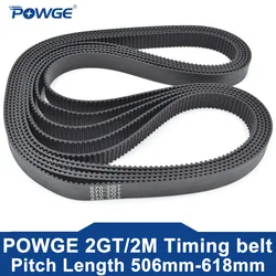 POWGE 2GT 2M Timing Belt Lp=506 516 520 524 528 530 532 540 544 550 558 562 570 578 586 600 606 610 616 618 Width 6/9mm Rubber
