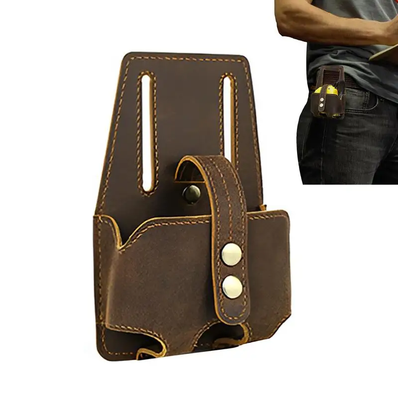 Leather Tape Measure Holder Tool Tape Measuring Holster Pouch Clip-on Belt For Carpenters Electricians Woodworking