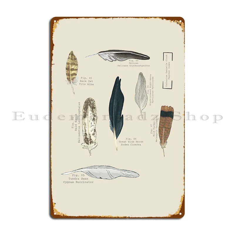 Scientific Feather Index Metal Plaque Poster Garage Create Design Kitchen Club Party Tin Sign Poster