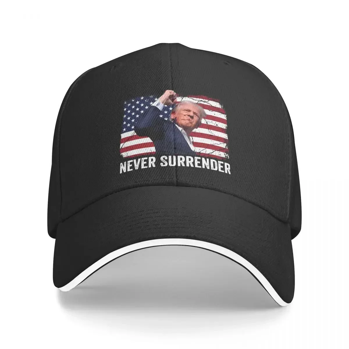 Trump Shot 2024 Rally - Never Surrender Baseball Caps Vintage Sandwich Caps for Men Women Adjustable Sun Cap Outdoor