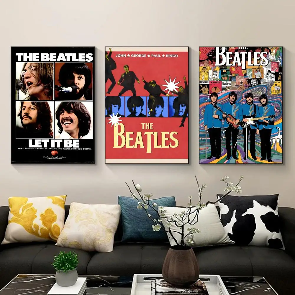 Band The B-Beatles Poster Waterproof PP Self-Adhesive,Removable Wall Decor For Bedroom Entrance Bar Cafe Ideal Gift