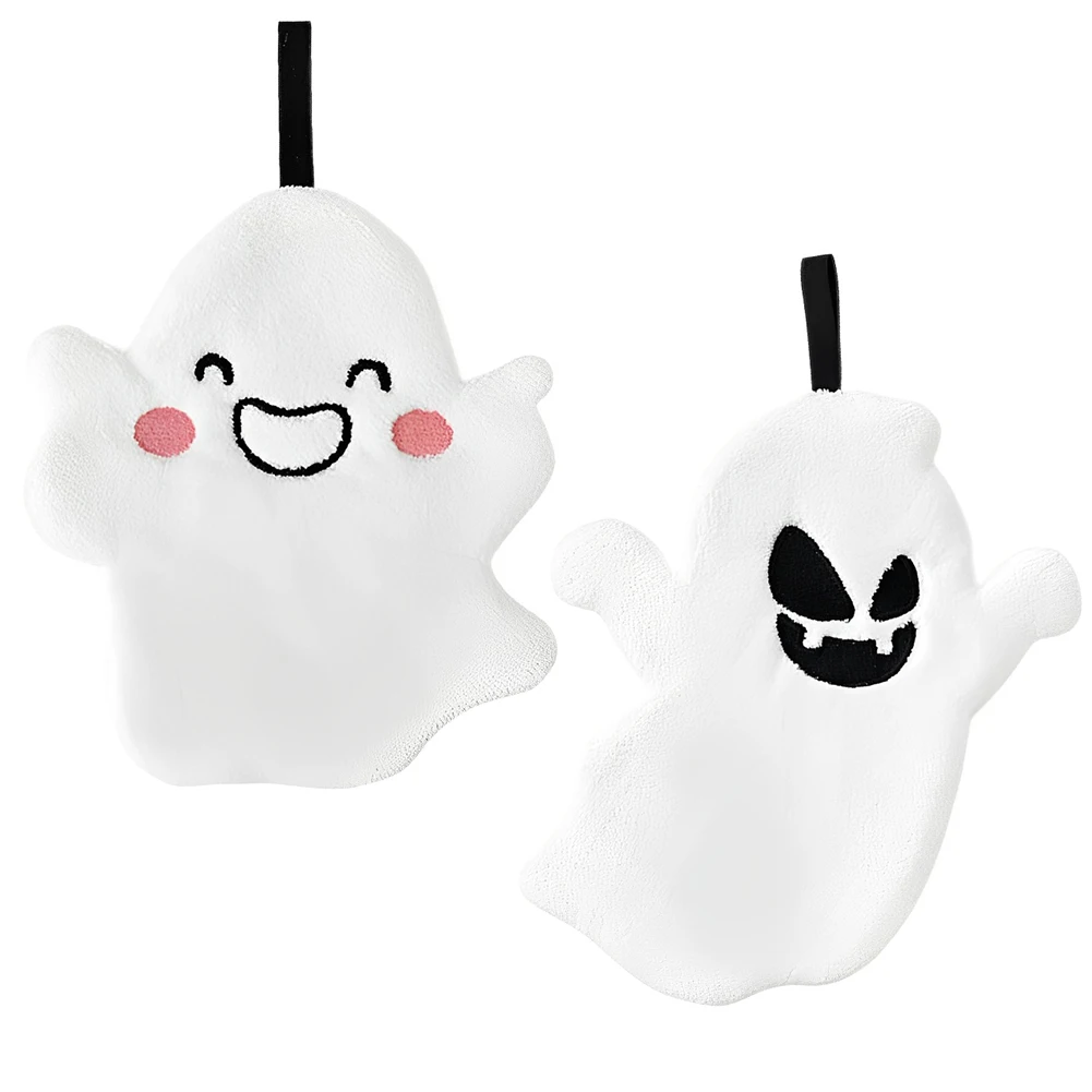 Halloween Kitchen Towel Embroidered Ghost 9x7 Inch Bath Tie Towel Decorative Absorbent for Bathroom Home Decoration