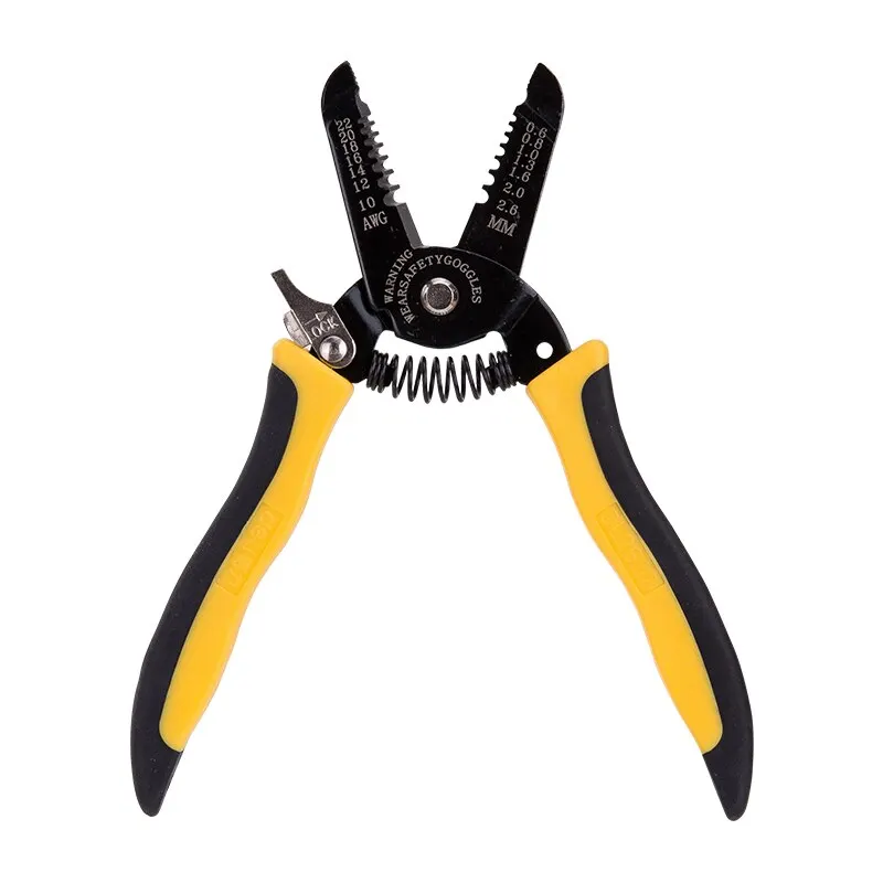 DELI 7 Inch Wire Stripper Crimper Cable Cutter And Cutter Slip Resistance Blade Dual Color PVC Coated Handle