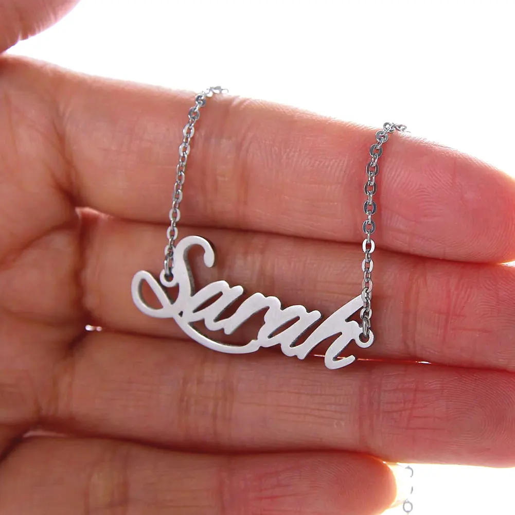 

AOLOSHOW Stainless Steel Engraved Pendant Sarah Name Necklace Gold Color for Women Jewelry Nameplate Collar Letters Choker