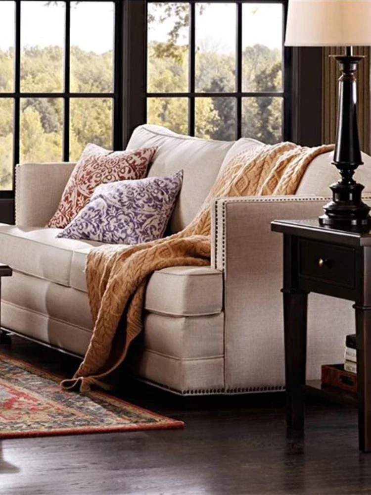 Simple European Living Room Retro Nostalgic First Layer Cowhide Three-Seat Four-Seat Combination Leather Sofa