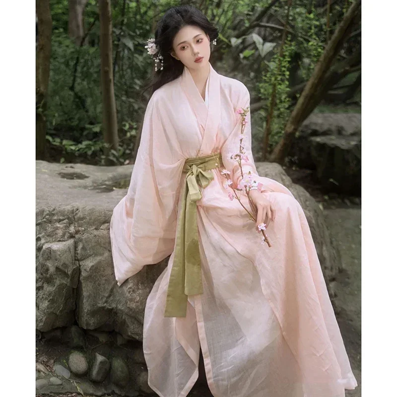 

WeiJin Dynasty Pink Princess Fairy Hanfu Dresses Withh Belt Vêtements Traditionnels Chinois Femme Oriental Cosplay Costumes