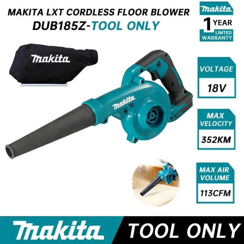 Makita DUB185Z Cordless Handheld Leaf Blower 18V LXT Air Blower Dust Blowing Cleaning For Woodworking Garden Power Tools DUB186