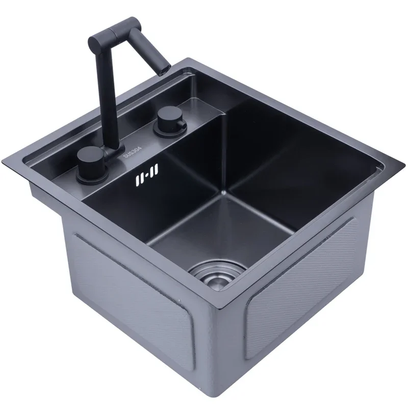 black Hidden Kitchen sink Single bowl Bar Small Size  Stainless Steel Balcony  Concealed  kitchen