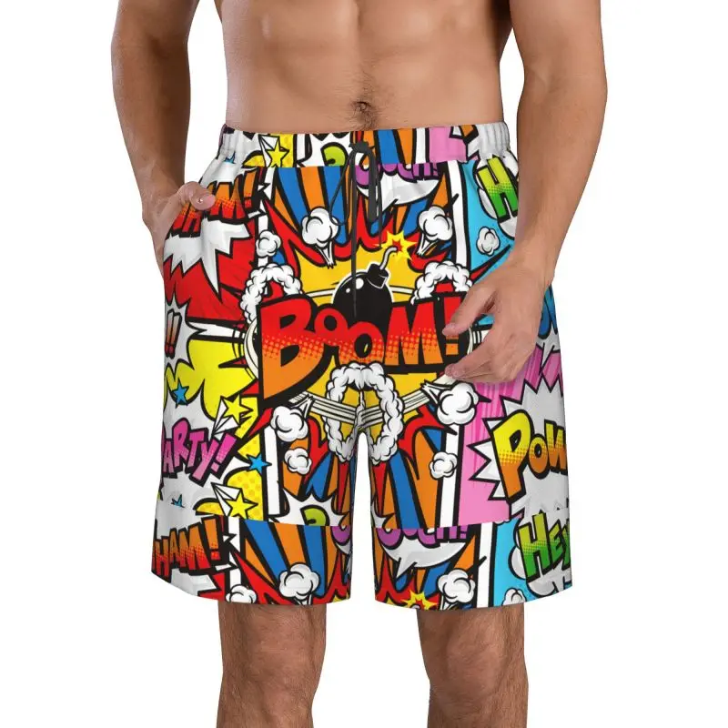 

BANG WOW BOOM POW Пляжные шорты для спорта и отдыха Мужская одежда Уличные шорты Повседневная одежда Уличные шорты с пентаграммой