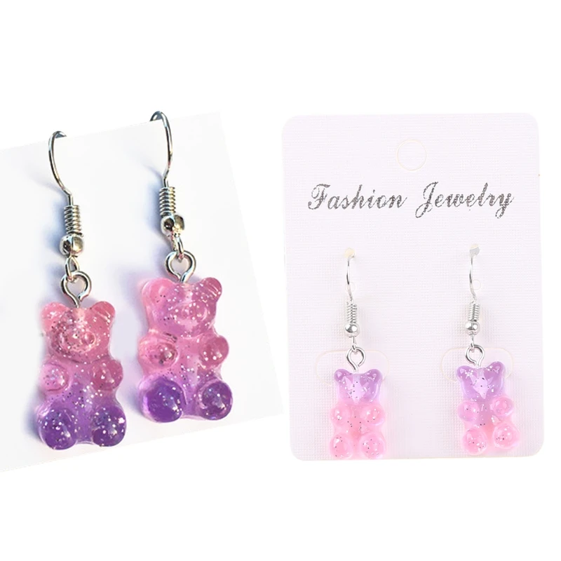 Resin Earrings Drop Danglers Cartoon Candy Bear Pendant Earrings Party Drop Shipping