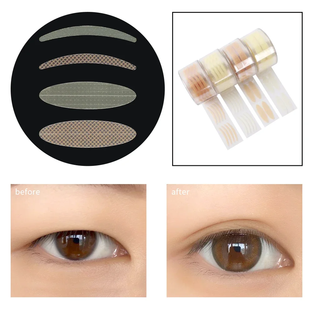 Autocollant de bande de paupière double, dentelle, bande de paupière beige transparente, auto-adhésif, naturel, invisible, en forme d'olive, lifting des yeux, maquillage, 2400 pièces