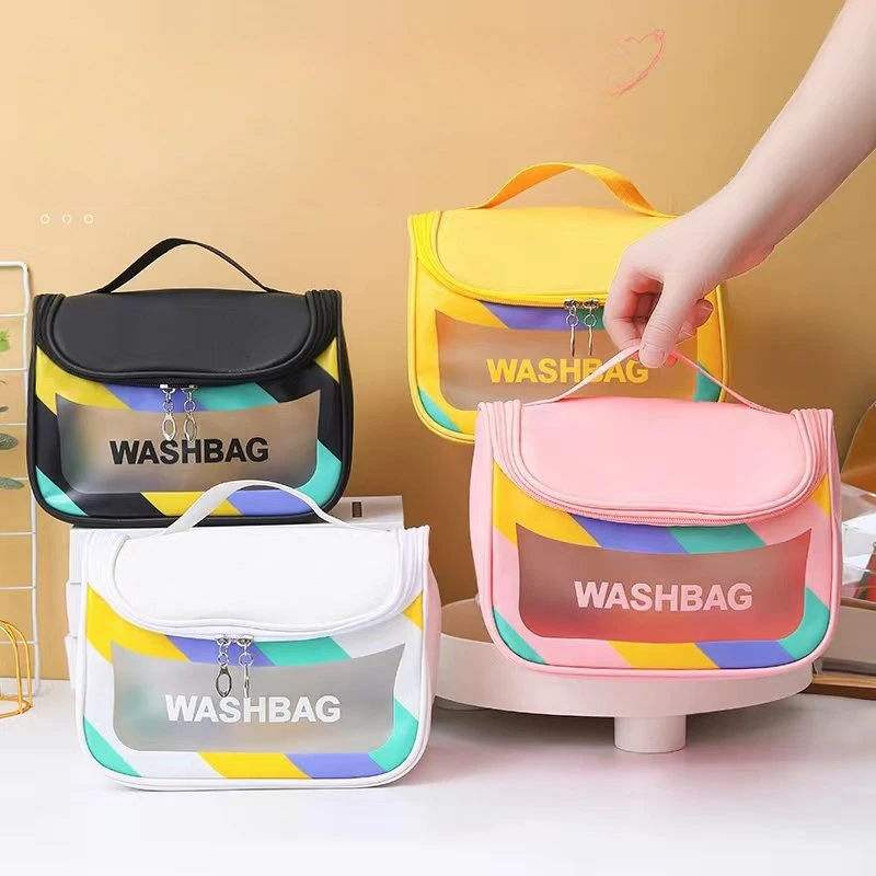 PVC Transparent Makeup and Wash Bag, Hand-Held Bath, Waterproof, Large Capacity Storage, Travel Bag, Makeup Bag GF018