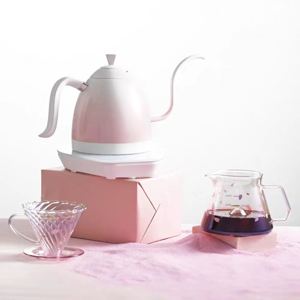 Handmade coffee pot gradient blue temperature control pot gradient pink cherry blossom pollen set Busan competition purple B pot