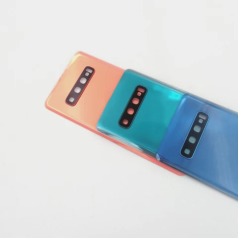 Для Samsung Galaxy S10 G973 S10 Plus S10+ G975 S10e G970 Батарея Стеклянная задняя крышка Корпус Задняя дверь Детали панели + объектив камеры