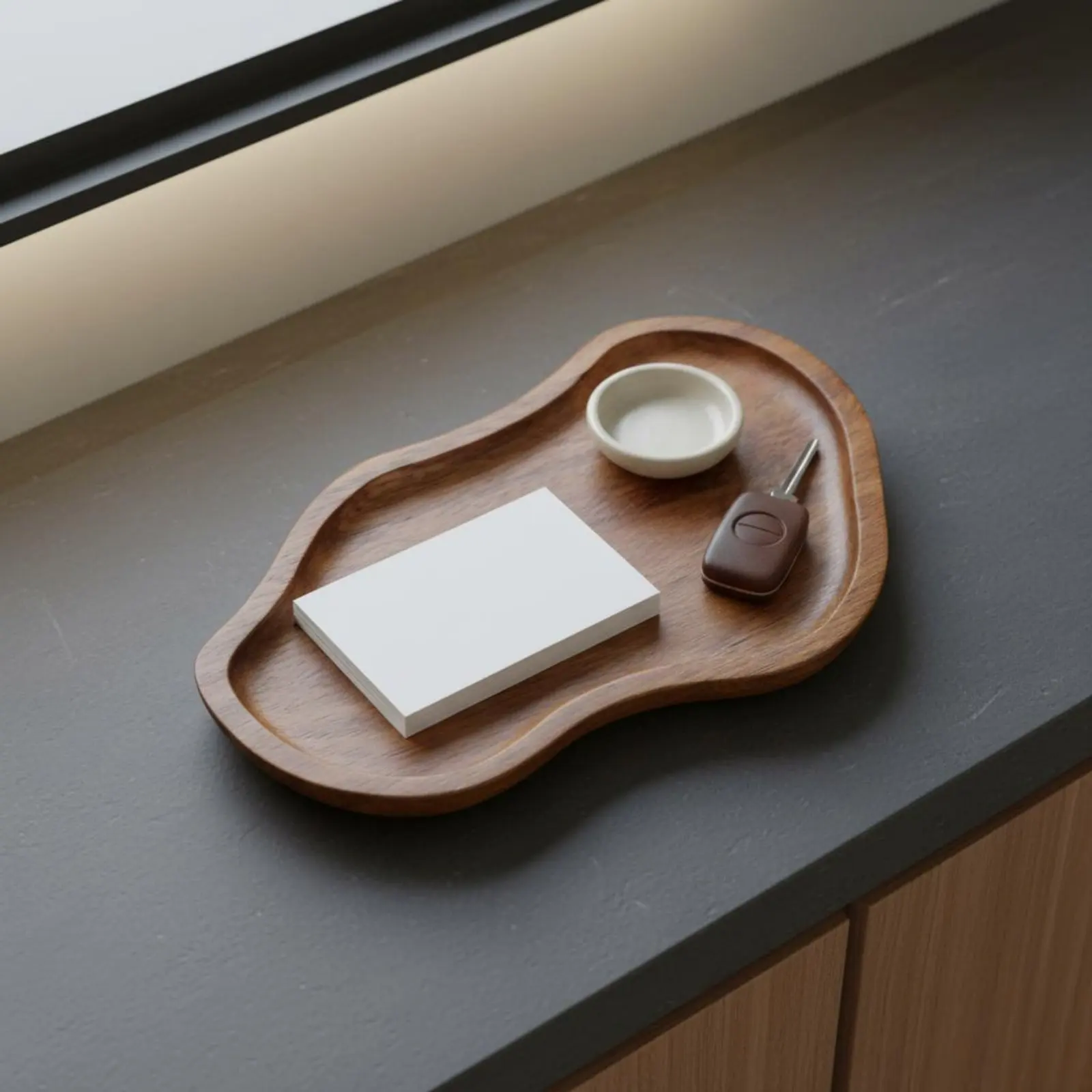 Acacia Wood Dessert Plate Japanese Design Irregular Wooden Tray Tableware Versatile for Afternoon Afternoon Beverage