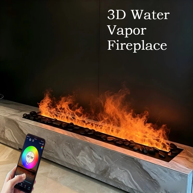 

Freestanding Water Vapor Fireplace with Mantel Shelf Classic Design 3D Steam Flame effect fireplace mist firebox firebox emissio