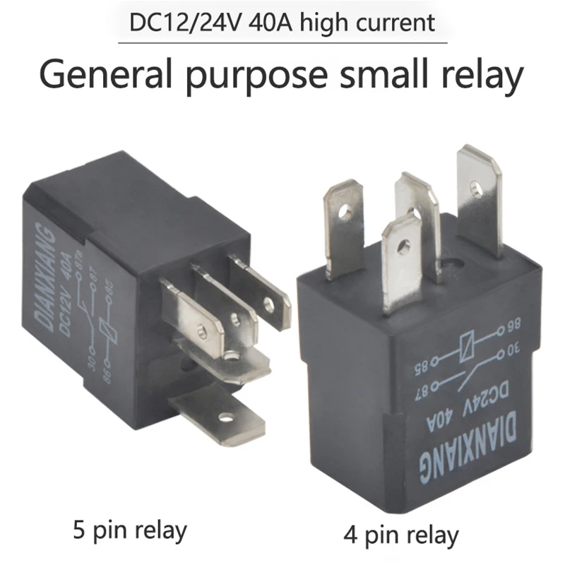 Automotive Relay 40A 12V/24V 4 Pin 5 Pin Small Waterproof Relay Lighting Controller