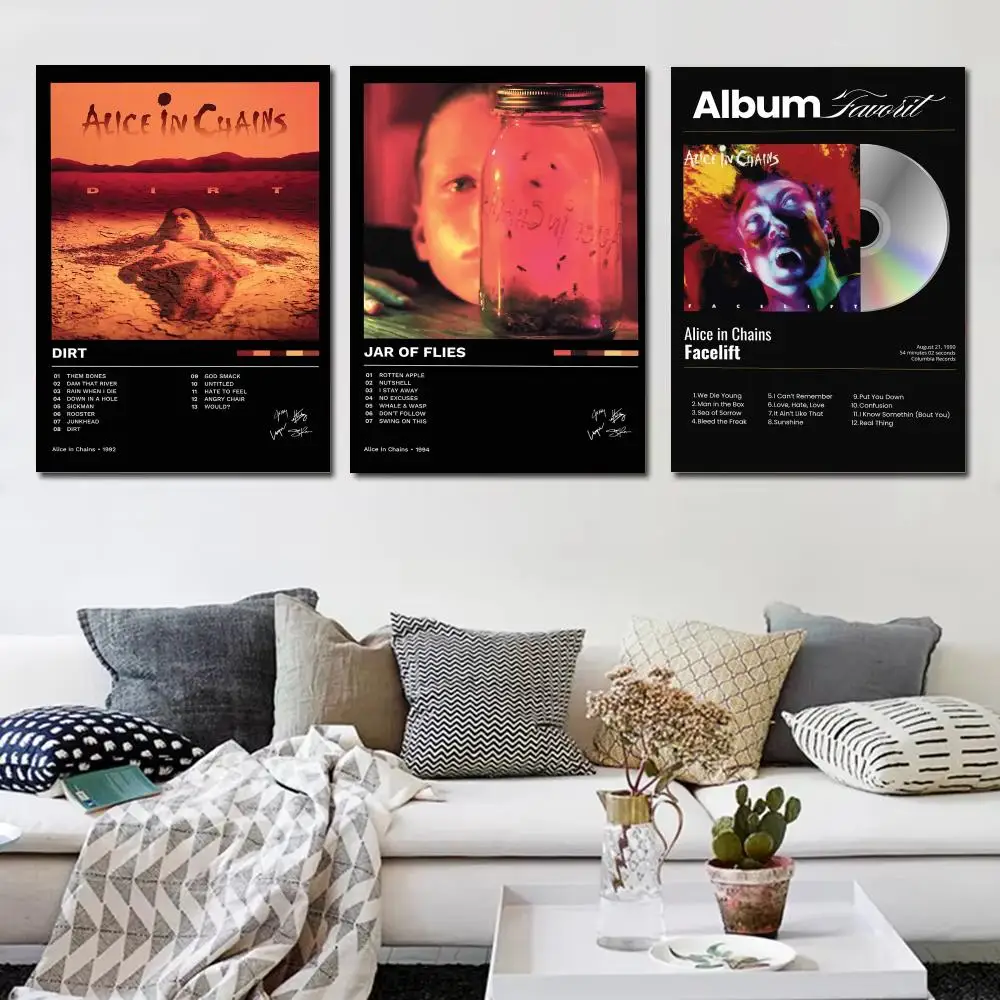 Grunge Rock A-Alice In Chains Poster Music Album Wall Art Print Room Decoration for Bedroom Living Room Office Home Decor Gift